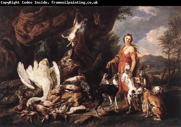 FYT, Jan Diana with Her Hunting Dogs beside Kill  dfg